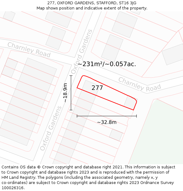 277, OXFORD GARDENS, STAFFORD, ST16 3JG: Plot and title map