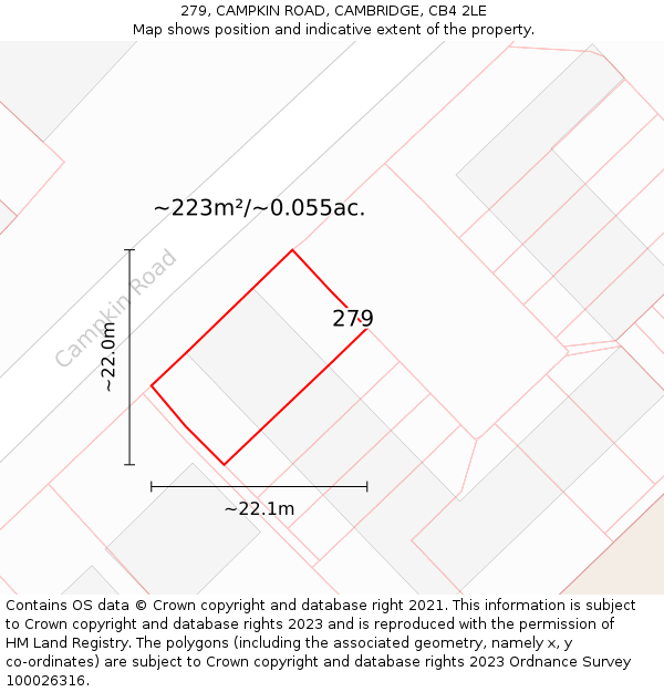279, CAMPKIN ROAD, CAMBRIDGE, CB4 2LE: Plot and title map