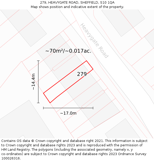 279, HEAVYGATE ROAD, SHEFFIELD, S10 1QA: Plot and title map