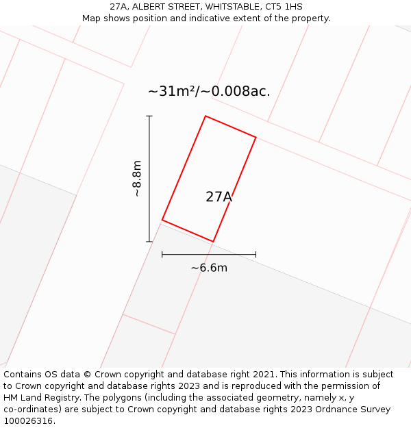 27A, ALBERT STREET, WHITSTABLE, CT5 1HS: Plot and title map
