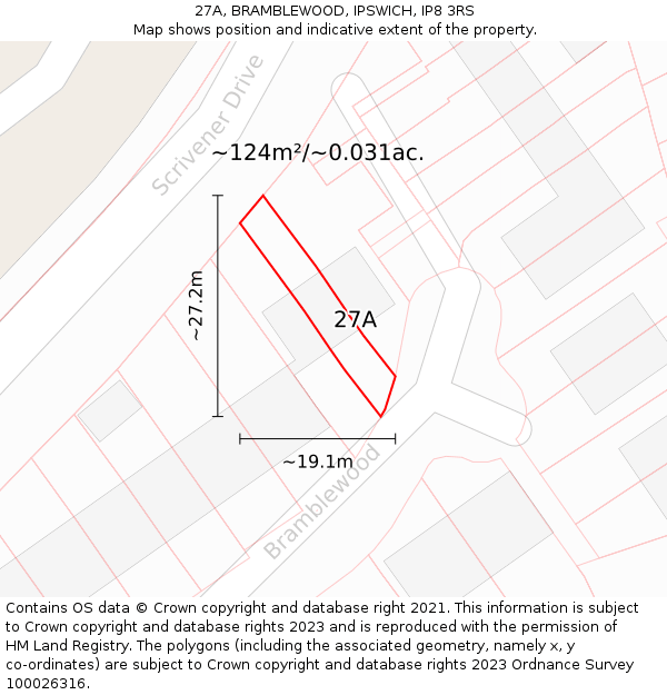 27A, BRAMBLEWOOD, IPSWICH, IP8 3RS: Plot and title map