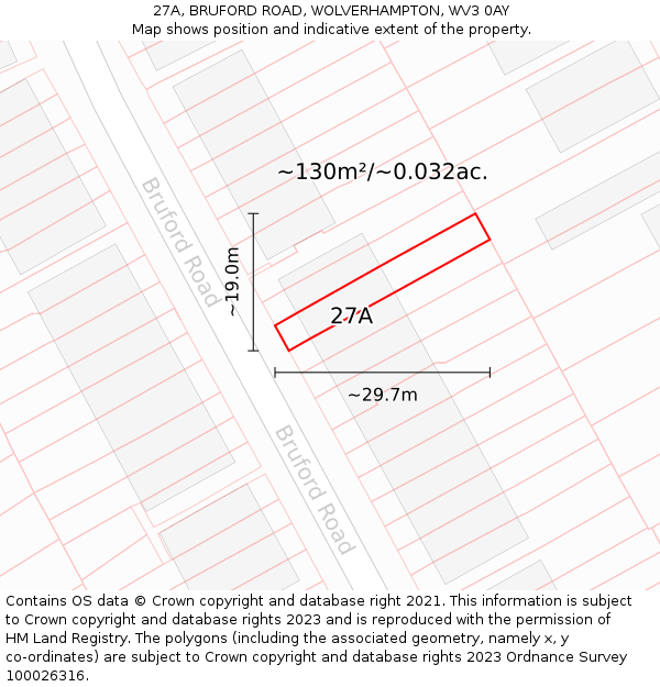 27A, BRUFORD ROAD, WOLVERHAMPTON, WV3 0AY: Plot and title map