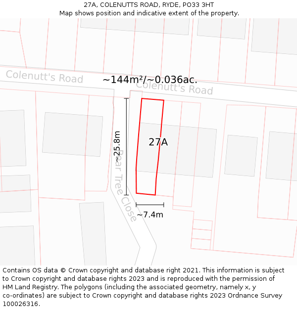 27A, COLENUTTS ROAD, RYDE, PO33 3HT: Plot and title map