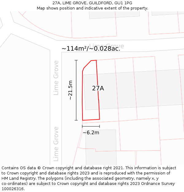 27A, LIME GROVE, GUILDFORD, GU1 1PG: Plot and title map