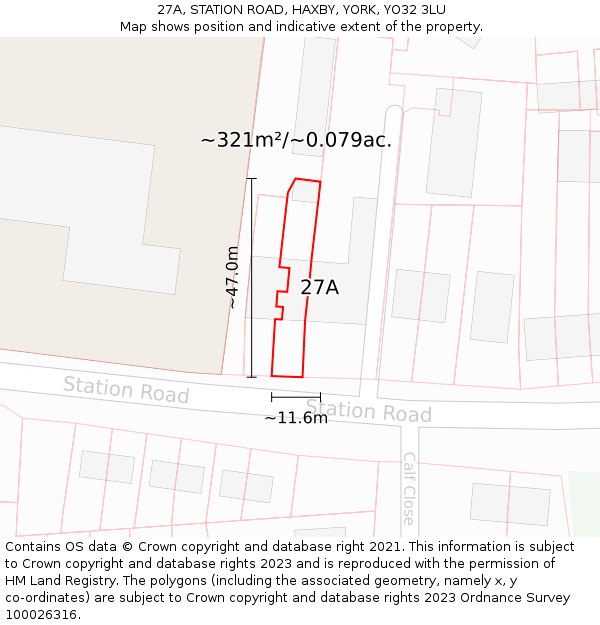 27A, STATION ROAD, HAXBY, YORK, YO32 3LU: Plot and title map