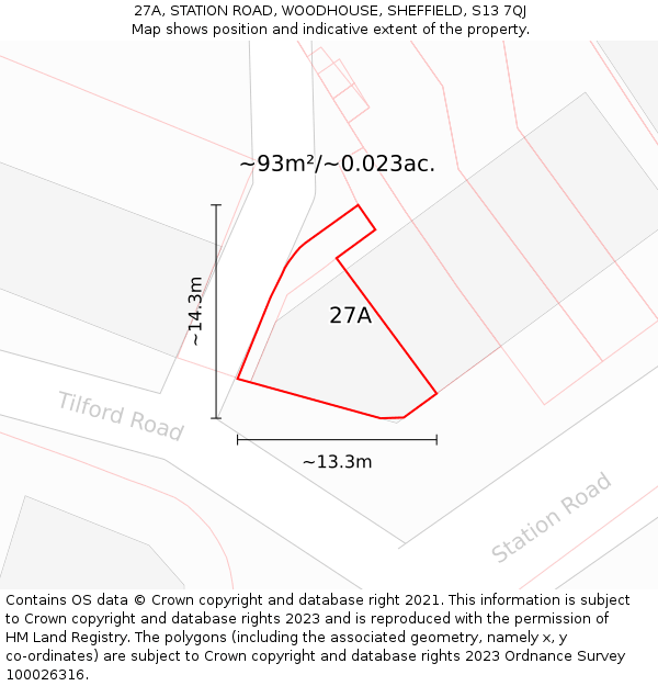 27A, STATION ROAD, WOODHOUSE, SHEFFIELD, S13 7QJ: Plot and title map