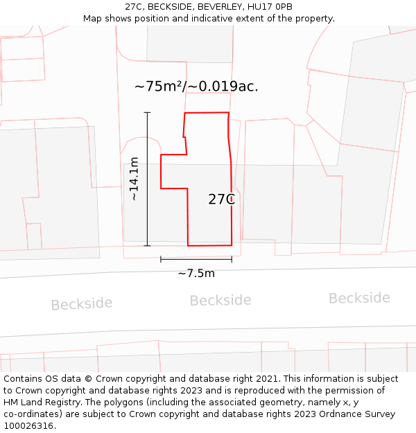 27C, BECKSIDE, BEVERLEY, HU17 0PB: Plot and title map