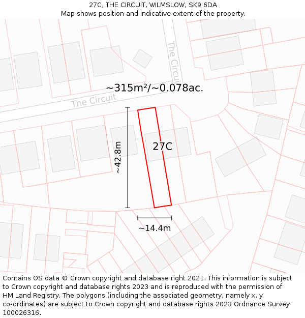 27C, THE CIRCUIT, WILMSLOW, SK9 6DA: Plot and title map