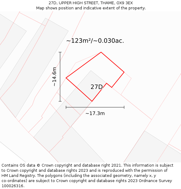 27D, UPPER HIGH STREET, THAME, OX9 3EX: Plot and title map