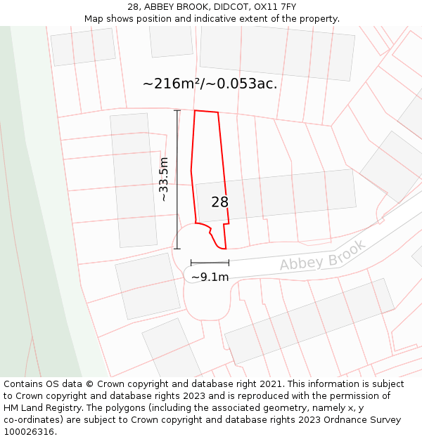28, ABBEY BROOK, DIDCOT, OX11 7FY: Plot and title map
