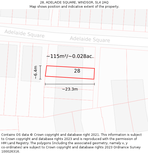 28, ADELAIDE SQUARE, WINDSOR, SL4 2AQ: Plot and title map