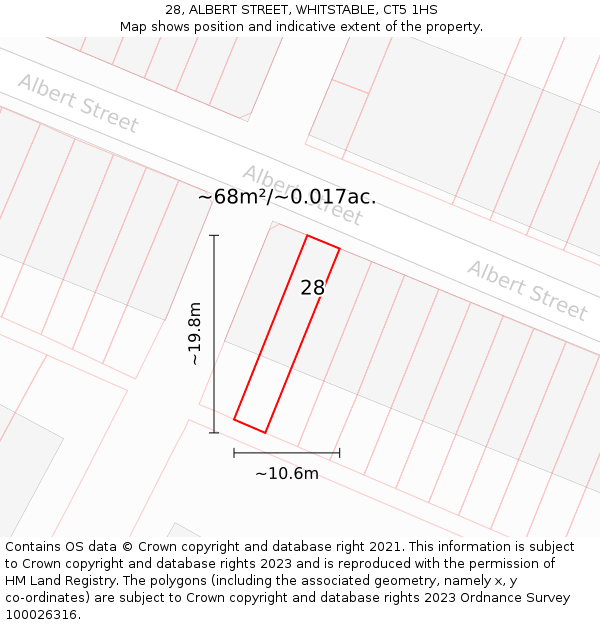 28, ALBERT STREET, WHITSTABLE, CT5 1HS: Plot and title map