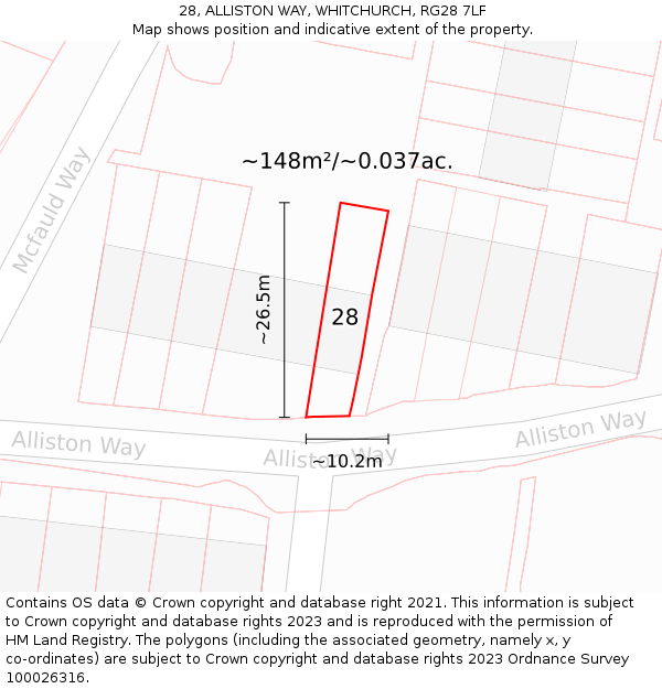 28, ALLISTON WAY, WHITCHURCH, RG28 7LF: Plot and title map