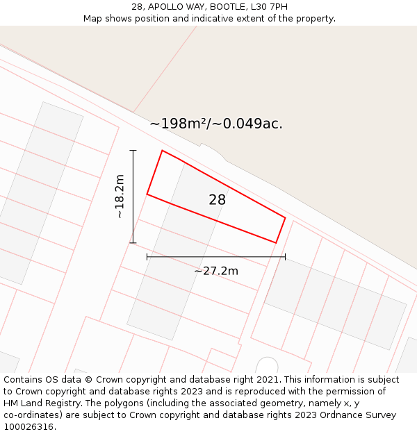 28, APOLLO WAY, BOOTLE, L30 7PH: Plot and title map