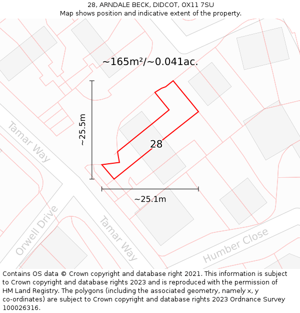 28, ARNDALE BECK, DIDCOT, OX11 7SU: Plot and title map