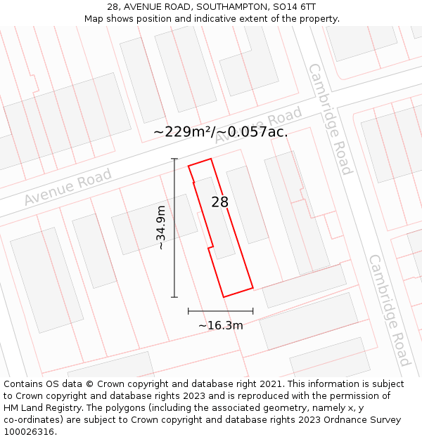 28, AVENUE ROAD, SOUTHAMPTON, SO14 6TT: Plot and title map