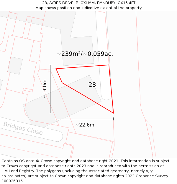 28, AYRES DRIVE, BLOXHAM, BANBURY, OX15 4FT: Plot and title map