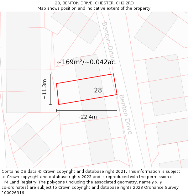 28, BENTON DRIVE, CHESTER, CH2 2RD: Plot and title map