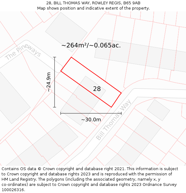 28, BILL THOMAS WAY, ROWLEY REGIS, B65 9AB: Plot and title map