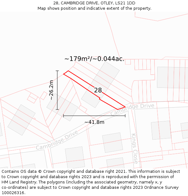 28, CAMBRIDGE DRIVE, OTLEY, LS21 1DD: Plot and title map