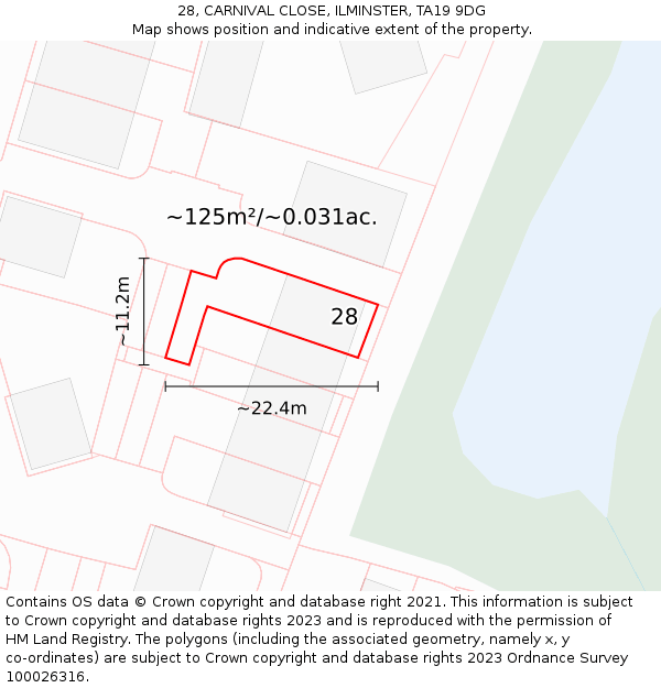 28, CARNIVAL CLOSE, ILMINSTER, TA19 9DG: Plot and title map
