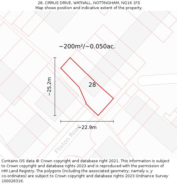 28, CIRRUS DRIVE, WATNALL, NOTTINGHAM, NG16 1FS: Plot and title map