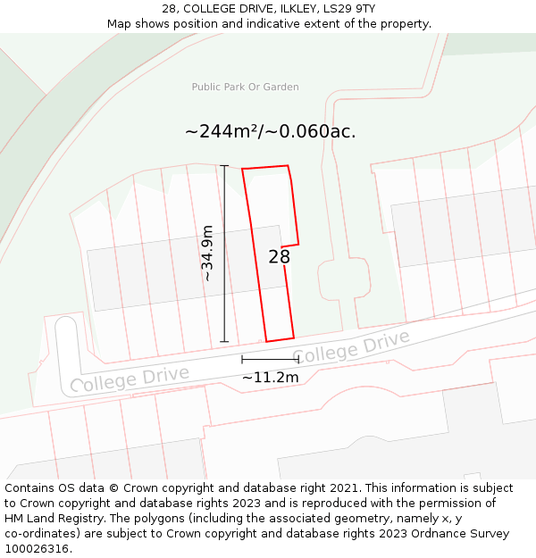 28, COLLEGE DRIVE, ILKLEY, LS29 9TY: Plot and title map