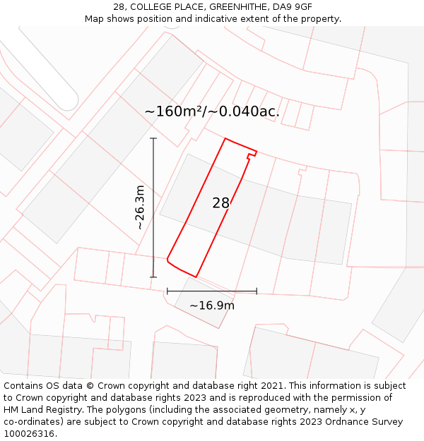 28, COLLEGE PLACE, GREENHITHE, DA9 9GF: Plot and title map