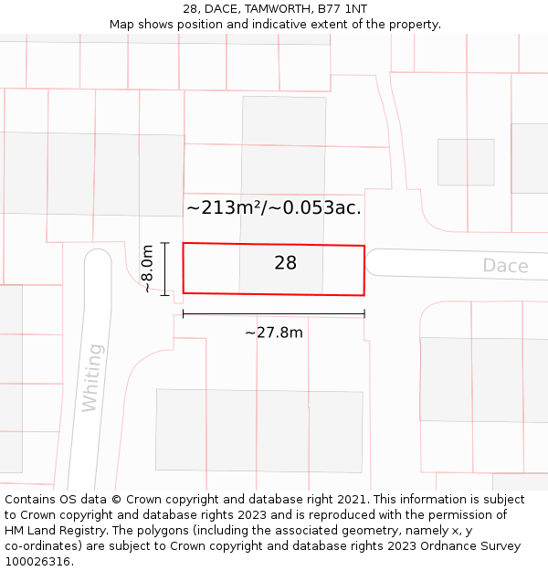 28, DACE, TAMWORTH, B77 1NT: Plot and title map