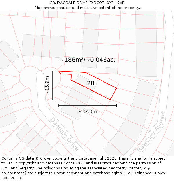28, DAGDALE DRIVE, DIDCOT, OX11 7XP: Plot and title map