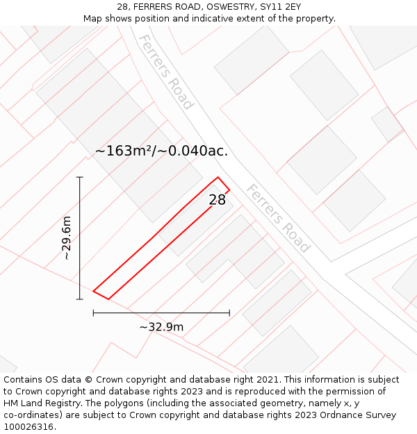 28, FERRERS ROAD, OSWESTRY, SY11 2EY: Plot and title map