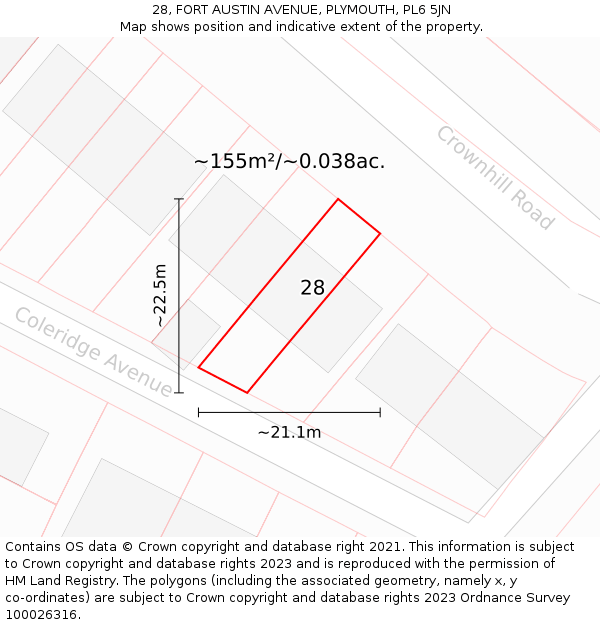 28, FORT AUSTIN AVENUE, PLYMOUTH, PL6 5JN: Plot and title map