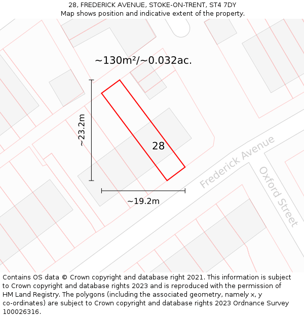 28, FREDERICK AVENUE, STOKE-ON-TRENT, ST4 7DY: Plot and title map