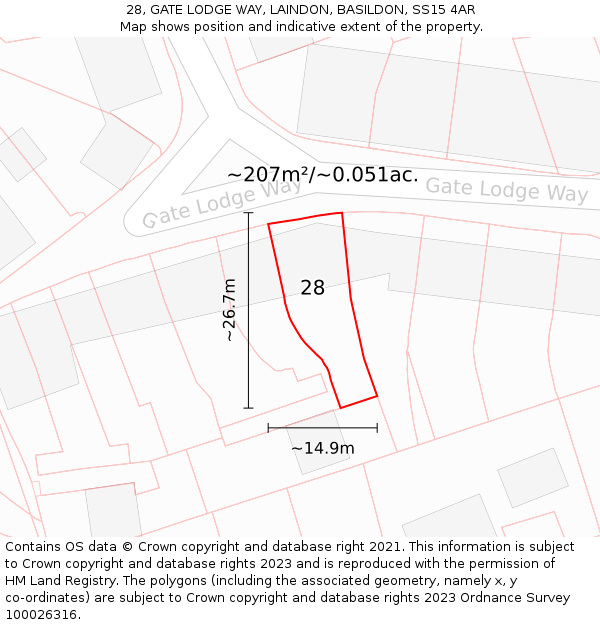 28, GATE LODGE WAY, LAINDON, BASILDON, SS15 4AR: Plot and title map