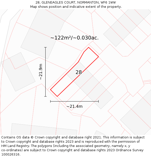 28, GLENEAGLES COURT, NORMANTON, WF6 1WW: Plot and title map
