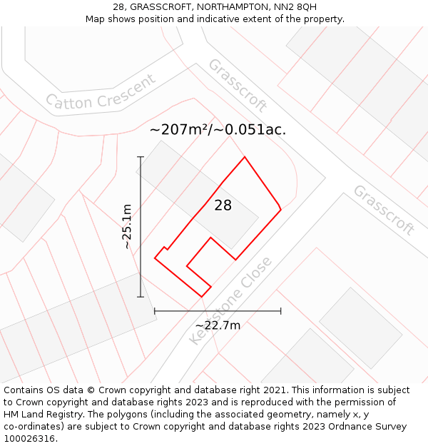 28, GRASSCROFT, NORTHAMPTON, NN2 8QH: Plot and title map