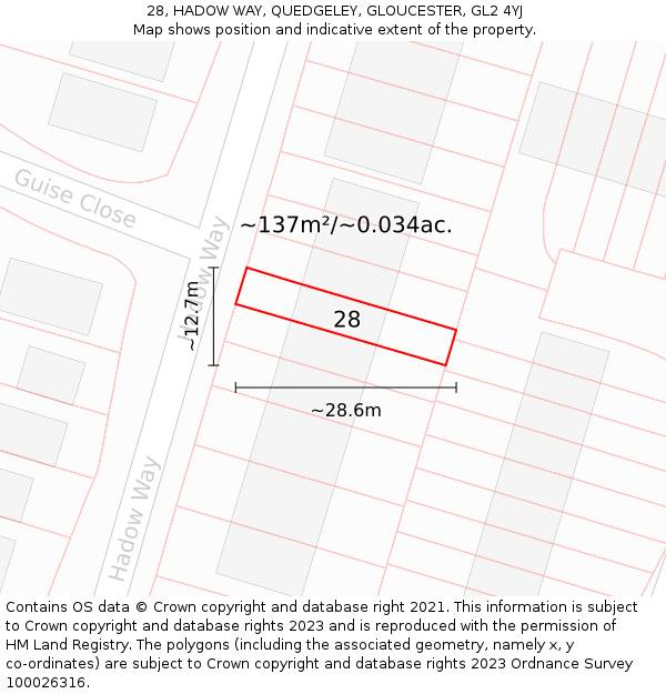 28, HADOW WAY, QUEDGELEY, GLOUCESTER, GL2 4YJ: Plot and title map