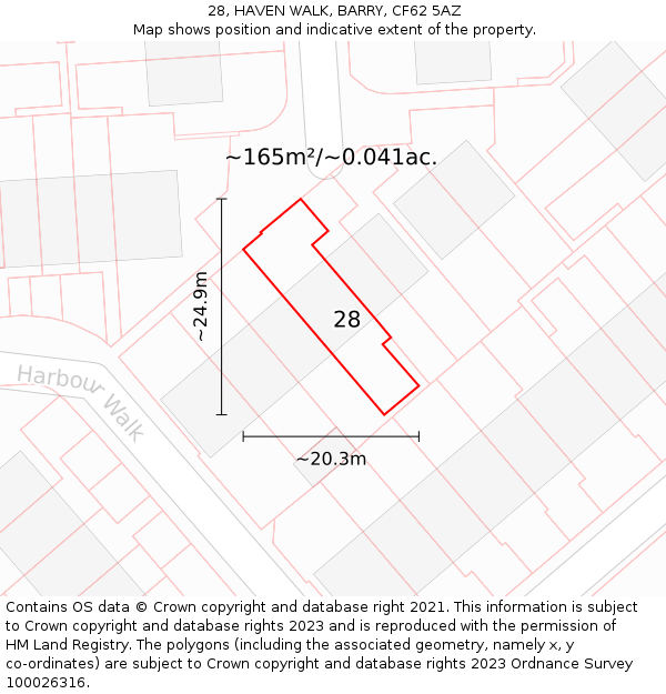 28, HAVEN WALK, BARRY, CF62 5AZ: Plot and title map