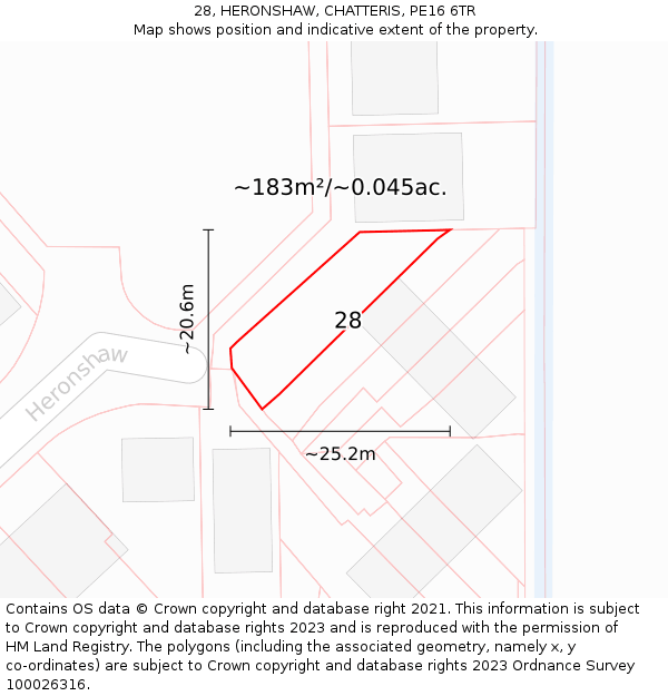 28, HERONSHAW, CHATTERIS, PE16 6TR: Plot and title map