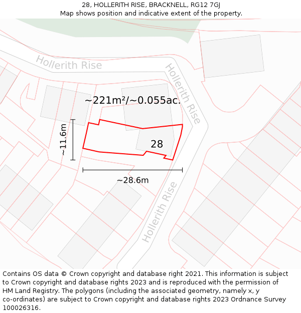 28, HOLLERITH RISE, BRACKNELL, RG12 7GJ: Plot and title map