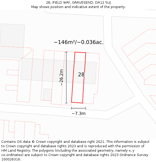 28, IFIELD WAY, GRAVESEND, DA12 5UJ: Plot and title map