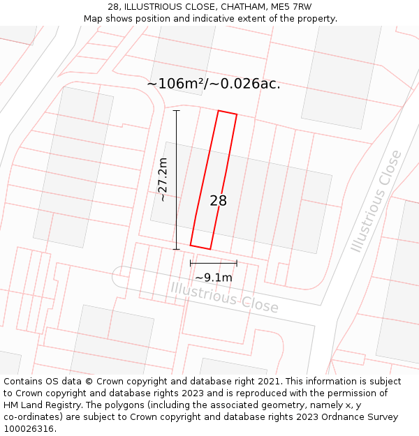 28, ILLUSTRIOUS CLOSE, CHATHAM, ME5 7RW: Plot and title map