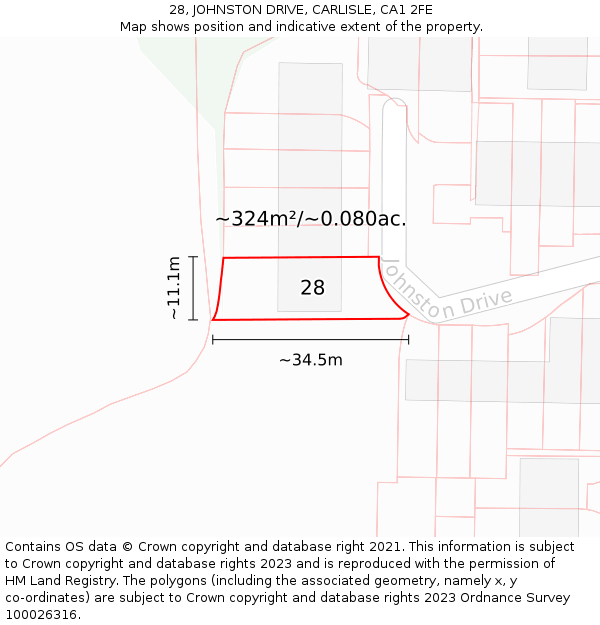 28, JOHNSTON DRIVE, CARLISLE, CA1 2FE: Plot and title map