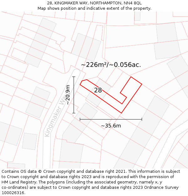 28, KINGMAKER WAY, NORTHAMPTON, NN4 8QL: Plot and title map