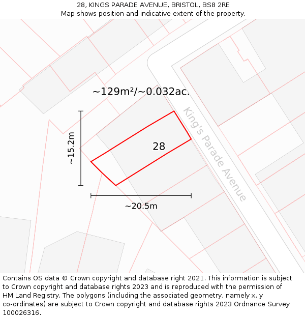 28, KINGS PARADE AVENUE, BRISTOL, BS8 2RE: Plot and title map