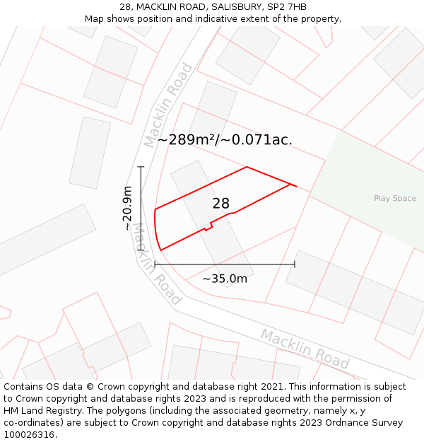 28, MACKLIN ROAD, SALISBURY, SP2 7HB: Plot and title map