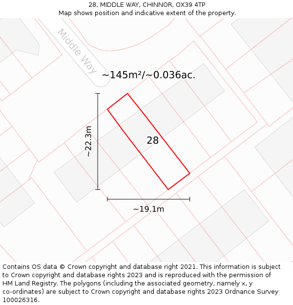 28, MIDDLE WAY, CHINNOR, OX39 4TP: Plot and title map