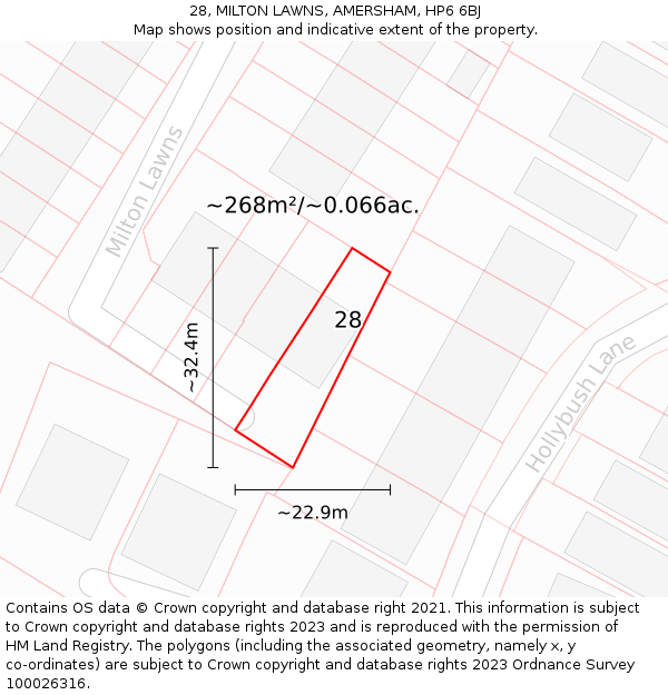 28, MILTON LAWNS, AMERSHAM, HP6 6BJ: Plot and title map