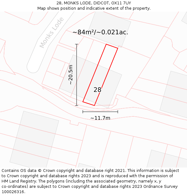 28, MONKS LODE, DIDCOT, OX11 7UY: Plot and title map