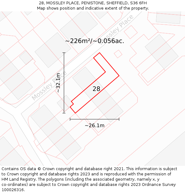 28, MOSSLEY PLACE, PENISTONE, SHEFFIELD, S36 6FH: Plot and title map